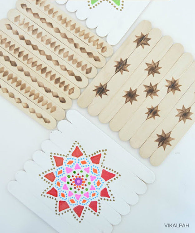 Creative DIY Crafts for Kids to Make at Home - Popsicle Stick Crafts Step by Step - How to Make Popsicle Stick Coasters - Cheap Craft Ideas for Boys, Girls, Teens - How to Make Popsicle Stick Crafts - Popsicle Stick Art - Easy Summertime Crafts #kidcrafts #diyprojects #popsiclestickcraftideas