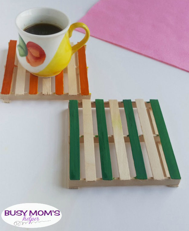 Popsicle Sticks DIY Crafts - DIY Popsicle Stick Coasters Tutorial - How to Make Coasters With Popsicle Sticks, Popsicle Stick Coasters - Craft Ideas With Popsicle Sticks for Adults - Handmade Craft Ideas to Sell with Instructions and Tutorials - Easy Teen Crafts - DIY Projects for Kids, Teenagers, Adults #craftsforadults #diyprojectstomakeandsell #quickcraftideas #easydiycrafts