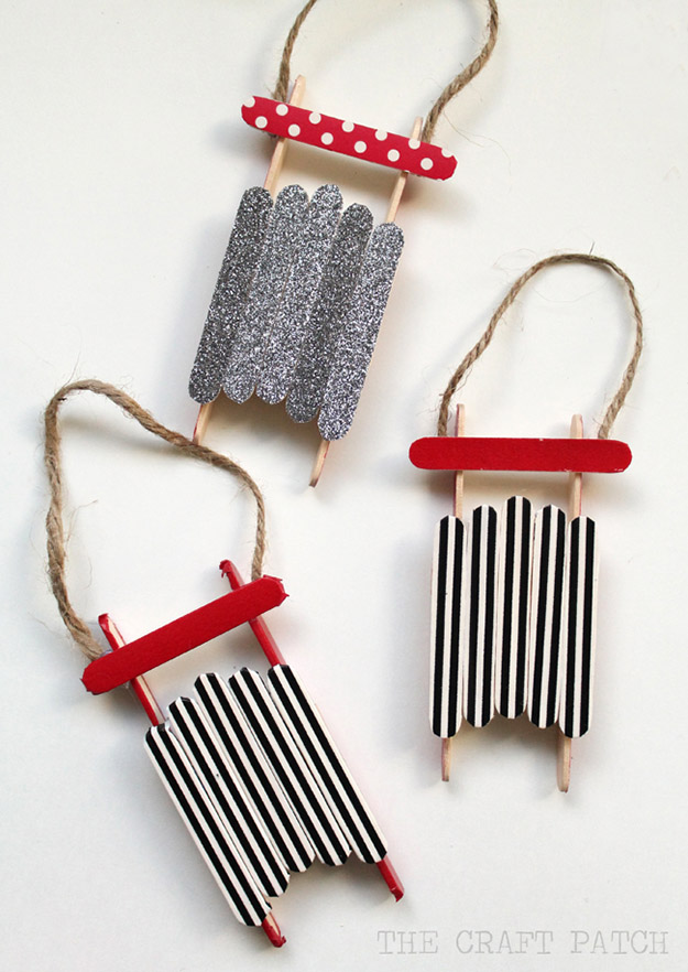 Popsicle Stick Crafts for Adults Step by Step - DIY Popsicle Stick Sled Ornaments Tutorial - Popsicle Stick Crafts for Kids, Adults, Teens, Kindergarteners - Cool, Useful Popsicle Stick Crafts - Cheap DIY Craft Ideas to Make and Sell - Dollar Store Craft Ideas - DIY Projects for Teens #teencraftideas #cheapcraftideas #diy