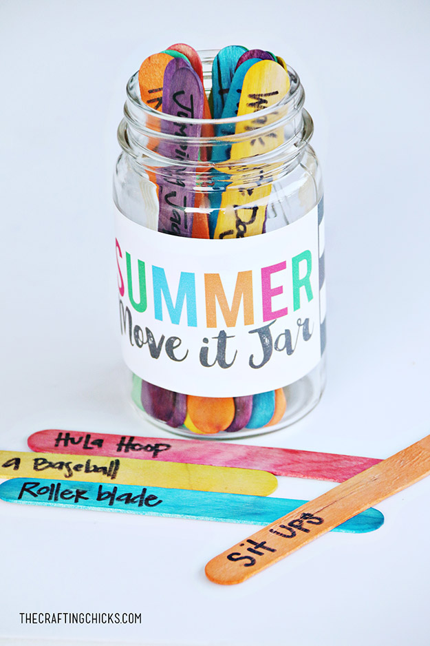 DIY Ideas With Popsicle Sticks - Popsicle Stick Crafts - DIY Summer Move It Jar Tutorial - Ideas to Make With Cheap Craft Supplies - Easy and Cheap DIY Crafts for Kids to Make at Home - How to Make Crafts With Popsicle Sticks #teencrafts #diyideas #popsiclestickcrafts