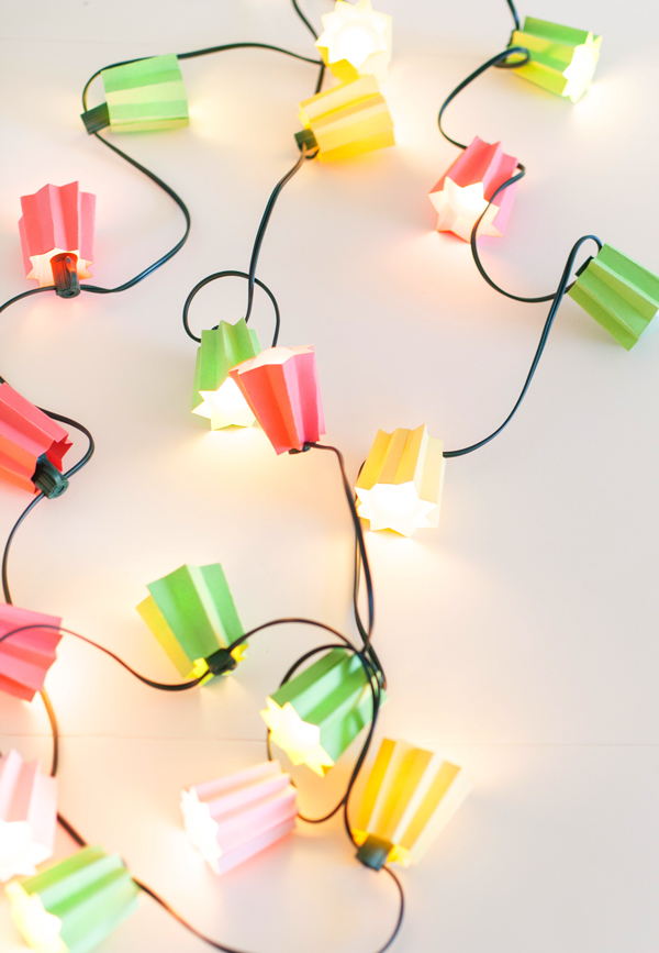 DIY Ideas With String Lights - DIY Paper Folded Light Strand Tutorial - Easy, Fun, Cool Decor To Make With String Lights - Cheap Room Decor Ideas for Teens, Fun Apartment Lighting Projects and Creative Ways to Decorate Your Bedroom - How To Decorate Teens and Teenagers Bedrooms #teencrafts #diyideas #stringlights