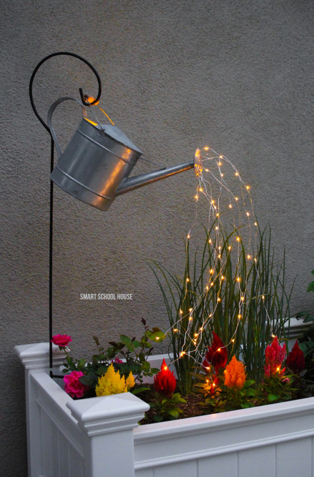 DIY Ideas With String Lights - DIY String Light Watering Can Tutorial - Fun String Light Ideas - Easy, Fun, Cool Decor To Make With String Lights - Cheap Room Decor Ideas for Teens, Fun Apartment Lighting Projects and Creative Ways to Decorate Your Bedroom - How To Decorate Teens and Teenagers Bedrooms #teencrafts #diyideas #stringlights