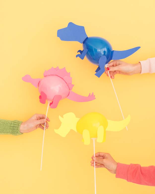 Cheap Crafts - DIY Mini Dinosaur Balloon Stick Tutorial - How to Make Balloon Sticks - Kids Party DIY Decorations - Inexpensive Craft Project Ideas for Teenagers, Teens and Adults - Easy DIY Ideas To Make On A Budget - Cool Dollar Store Crafts and Things You Can Make For Free - Homemade Wall Art and Room Decor, Gifts and Presents, Tutorials and Step by Step Instructions #teencrafts #cheapcrafts #diyideas