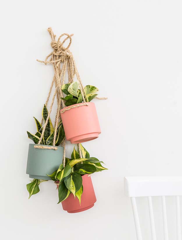 Cheap Crafts - DIY Hanging Planter Tutorial - How to Make A Hanging Planter - Cheap DIY Hanging Planter Tutorial - Inexpensive Craft Project Ideas for Teenagers, Teens and Adults - Easy DIY Ideas To Make On A Budget - Cool Dollar Store Crafts and Things You Can Make For Free - Homemade Wall Art and Room Decor, Gifts and Presents, Tutorials and Step by Step Instructions #teencrafts #cheapcrafts #diyideas