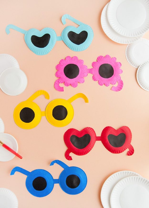 Cheap Crafts - DIY Painted Paper Plate Sunglasses Tutorial - Inexpensive Craft Project Ideas for Teenagers, Teens and Adults - Easy DIY Ideas To Make On A Budget - Cool Dollar Store Crafts and Things You Can Make For Free - Homemade Wall Art and Room Decor, Gifts and Presents, Tutorials and Step by Step Instructions #teencrafts #cheapcrafts #diyideas