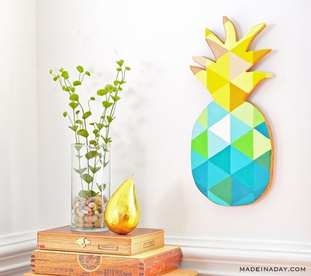 DIY Ideas for Summer - DIY Geometric Painted Pineapple Tutorial - How to Make Pineapple Wall Art - Cute Summery Crafts to Make and Sell - DIY Summer Crafts, Projects, Decor for Kids, Tweens, Teens, Adults, Seniors - Ideas to Make for Lake, Pool, Outdoors - Creative Things to Make for Summertime - Teen Crafts and DIY Projects #teencrafts #diyideas #craftideasforsummer