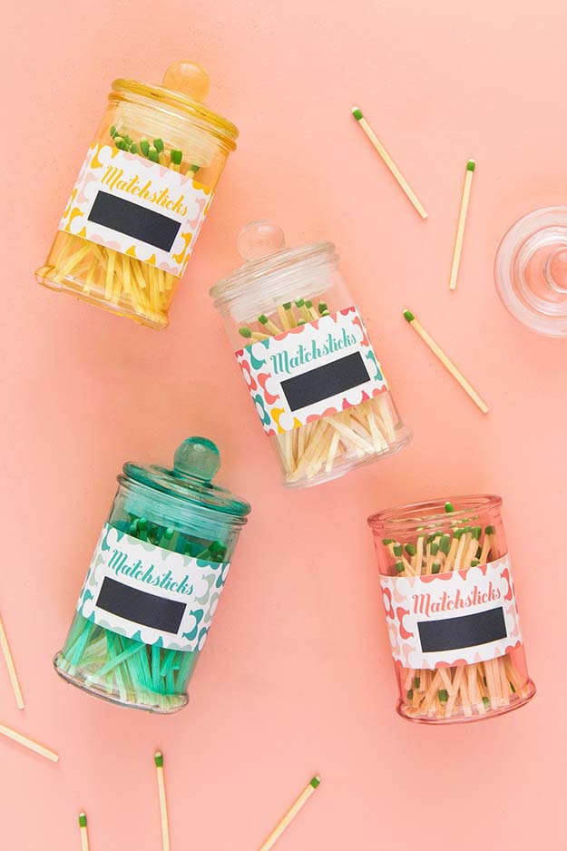 Jar Gift Ideas - DIY Matchstick Jars Tutorial - Food, Cookie, Birthday Gifts in A Jar Ideas - Easy and Quick Last Minute Gift Ideas for Hostess - Simple Gift ideas to Make for A Teenager - Gifts in A Jar Recipes - Easy Teen Crafts - Mason Jar Gifts For Friends 