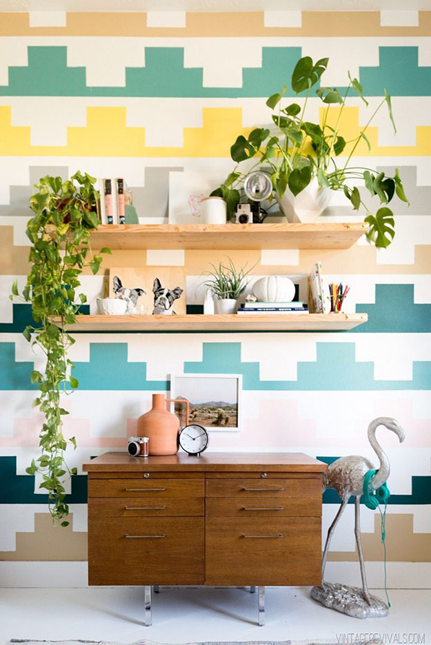 Painting Ideas for Room - DIY Geometric Wall Pattern Tutorial - Easy Painting Ideas for Walls - Ways to Paint Walls - Wall Paint Inspiration - Teen Room Decor Ideas #teencrafts #paintwalls #diyideas