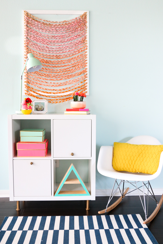 Cool Wall Art Ideas for Teens - How to Make Woven Wall Art - DIY Faux Woven Wall Art Tutorial - Cheap and Easy DIY Canvas Projects, Paintings and Arts and Crafts for Bedroom Walls - Inexpensive, Quick Project Tutorials for String Art, Crayon, Yarn, Paint Chip, Boho, Simple and Modern Decor for Teens, Teenagers and Tweens - Colorful and Creative Paint, Glue and Mod Podge Craft Idea #teencrafts #diyideas #roomdecor